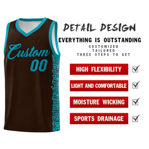 Custom Brown Teal Personalized Indians Pattern Sets Sports Uniform Basketball Jersey