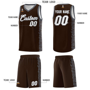 Custom Brown Dark Gray Personalized Indians Pattern Sets Sports Uniform Basketball Jersey