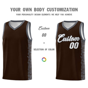 Custom Brown Dark Gray Personalized Indians Pattern Sets Sports Uniform Basketball Jersey