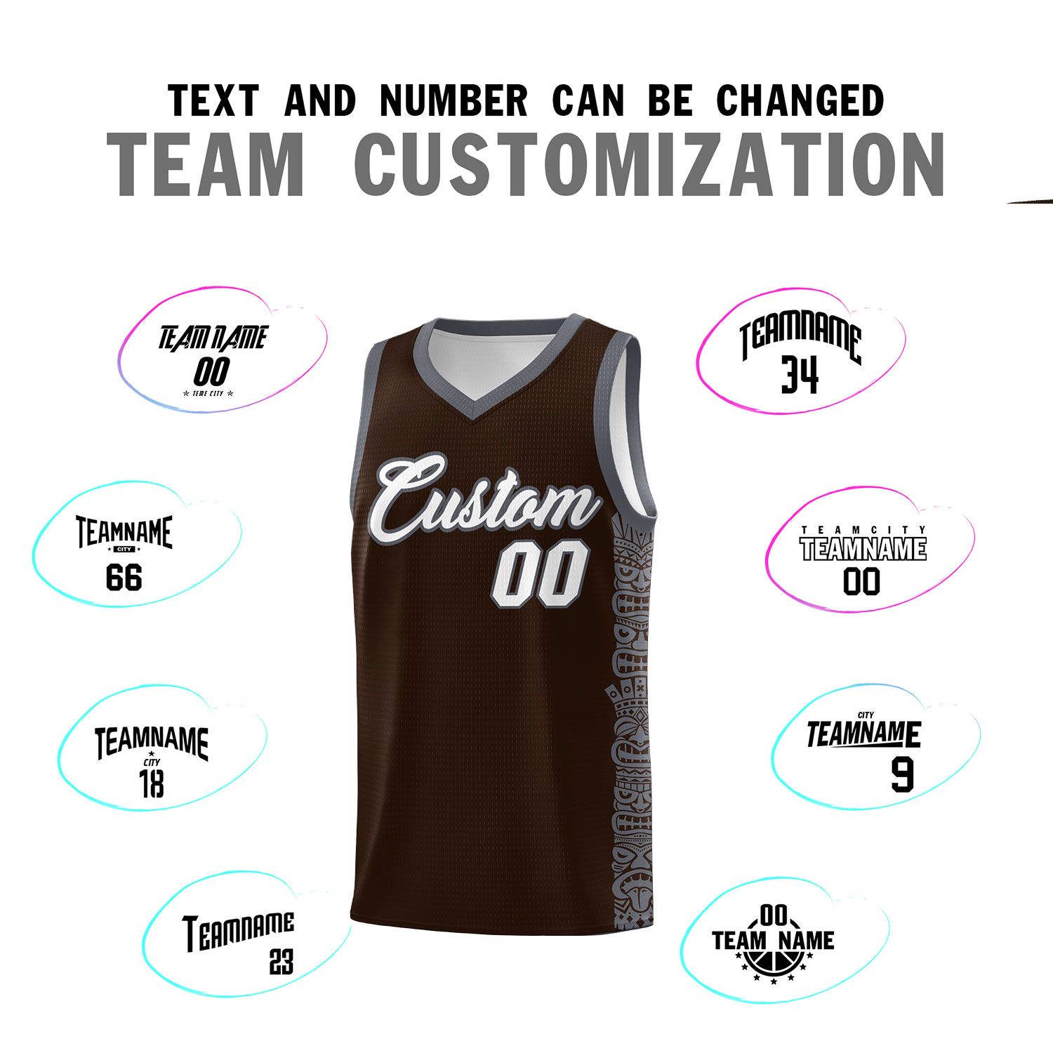 Custom Brown Dark Gray Personalized Indians Pattern Sets Sports Uniform Basketball Jersey