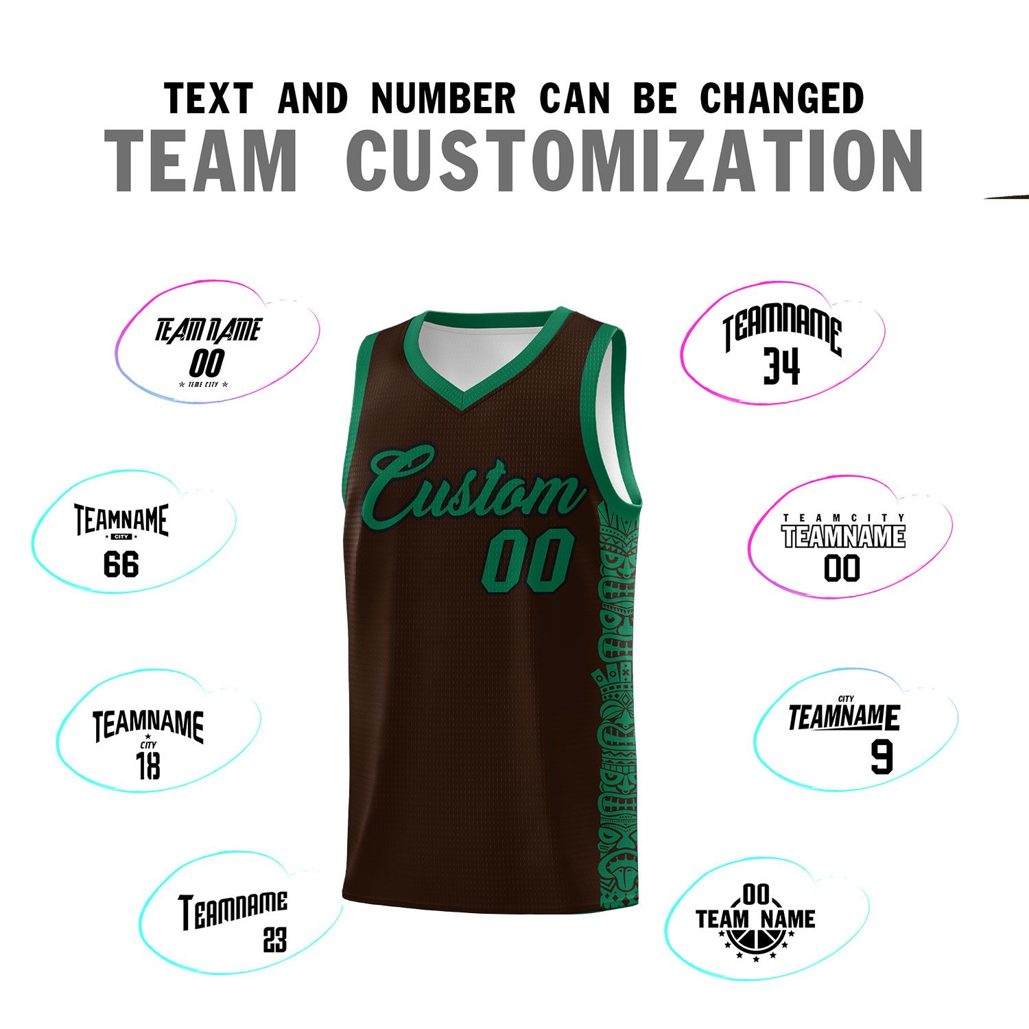 Custom Brown Kelly Green Personalized Indians Pattern Sets Sports Uniform Basketball Jersey