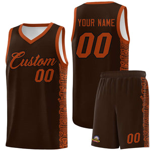 Custom Brown Texas Orange Personalized Indians Pattern Sets Sports Uniform Basketball Jersey