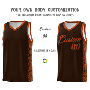 Custom Brown Texas Orange Personalized Indians Pattern Sets Sports Uniform Basketball Jersey