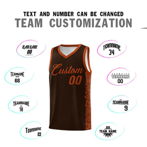 Custom Brown Texas Orange Personalized Indians Pattern Sets Sports Uniform Basketball Jersey