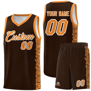 Custom Brown Orange Personalized Indians Pattern Sets Sports Uniform Basketball Jersey