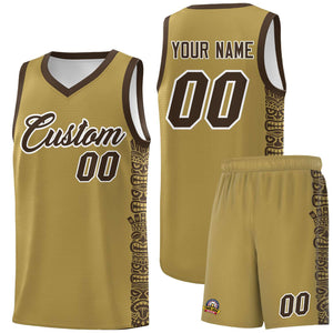 Custom Desert Yellow Brown Personalized Indians Pattern Sets Sports Uniform Basketball Jersey