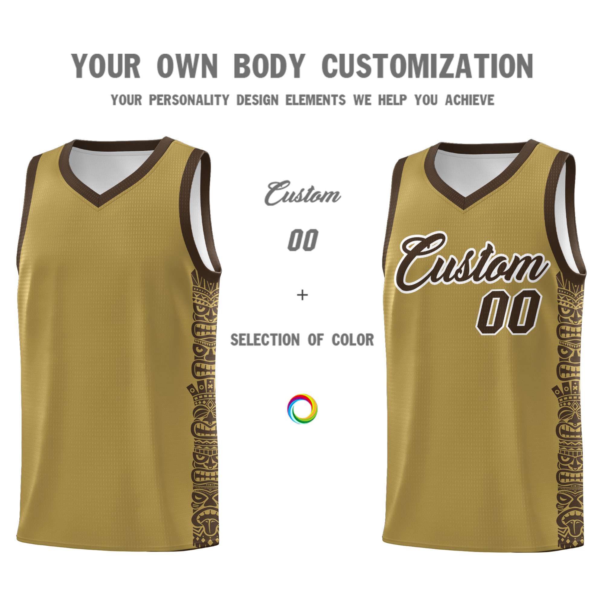 Custom Desert Yellow Brown Personalized Indians Pattern Sets Sports Uniform Basketball Jersey