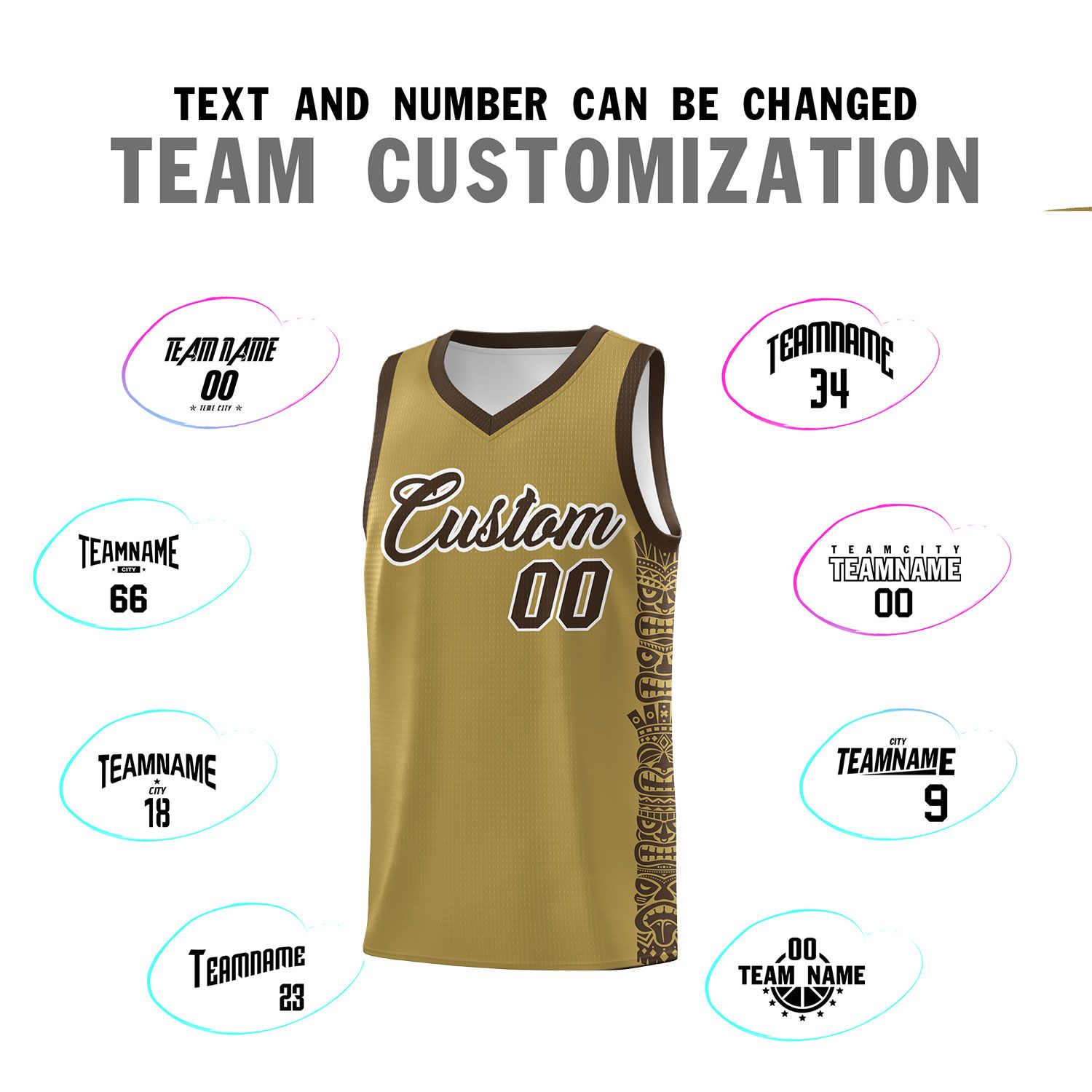 Custom Desert Yellow Brown Personalized Indians Pattern Sets Sports Uniform Basketball Jersey