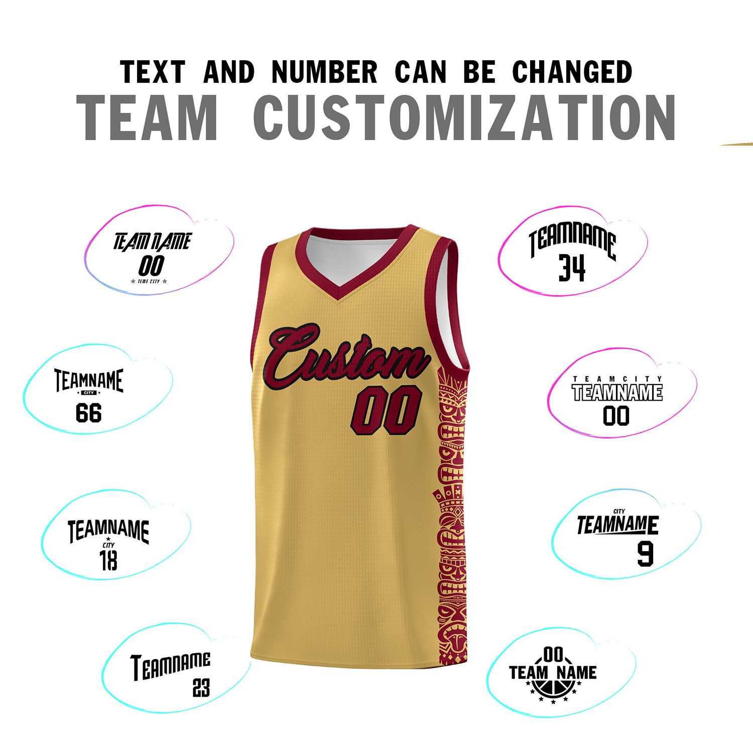 Custom Khaki Crimson Personalized Indians Pattern Sets Sports Uniform Basketball Jersey