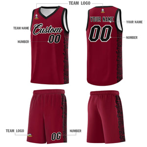 Custom Crimson Black Personalized Indians Pattern Sets Sports Uniform Basketball Jersey