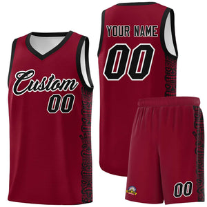 Custom Crimson Black Personalized Indians Pattern Sets Sports Uniform Basketball Jersey