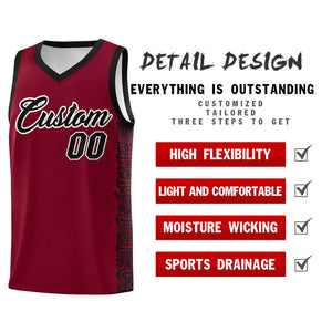 Custom Crimson Black Personalized Indians Pattern Sets Sports Uniform Basketball Jersey