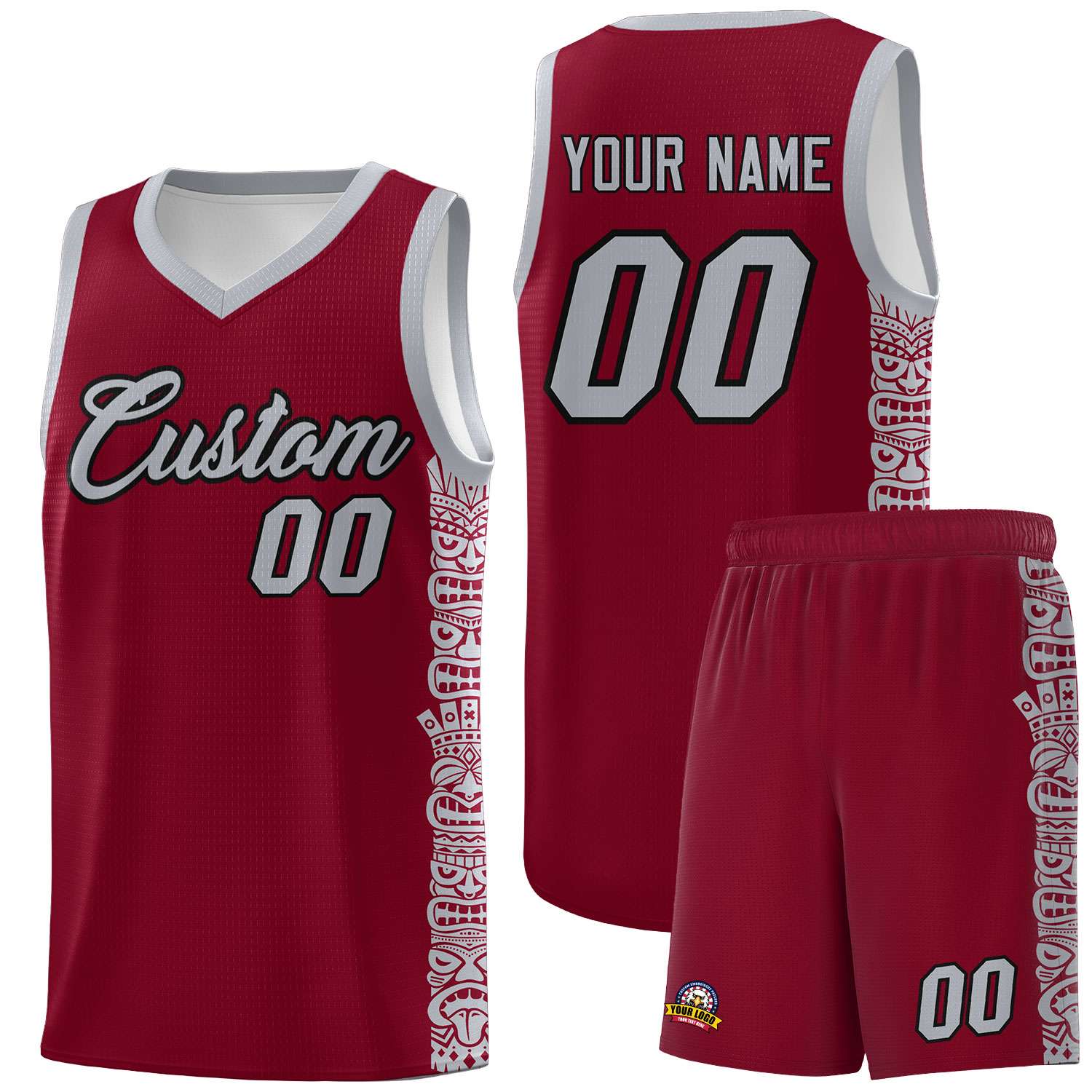 Custom Crimson Gray Personalized Indians Pattern Sets Sports Uniform Basketball Jersey