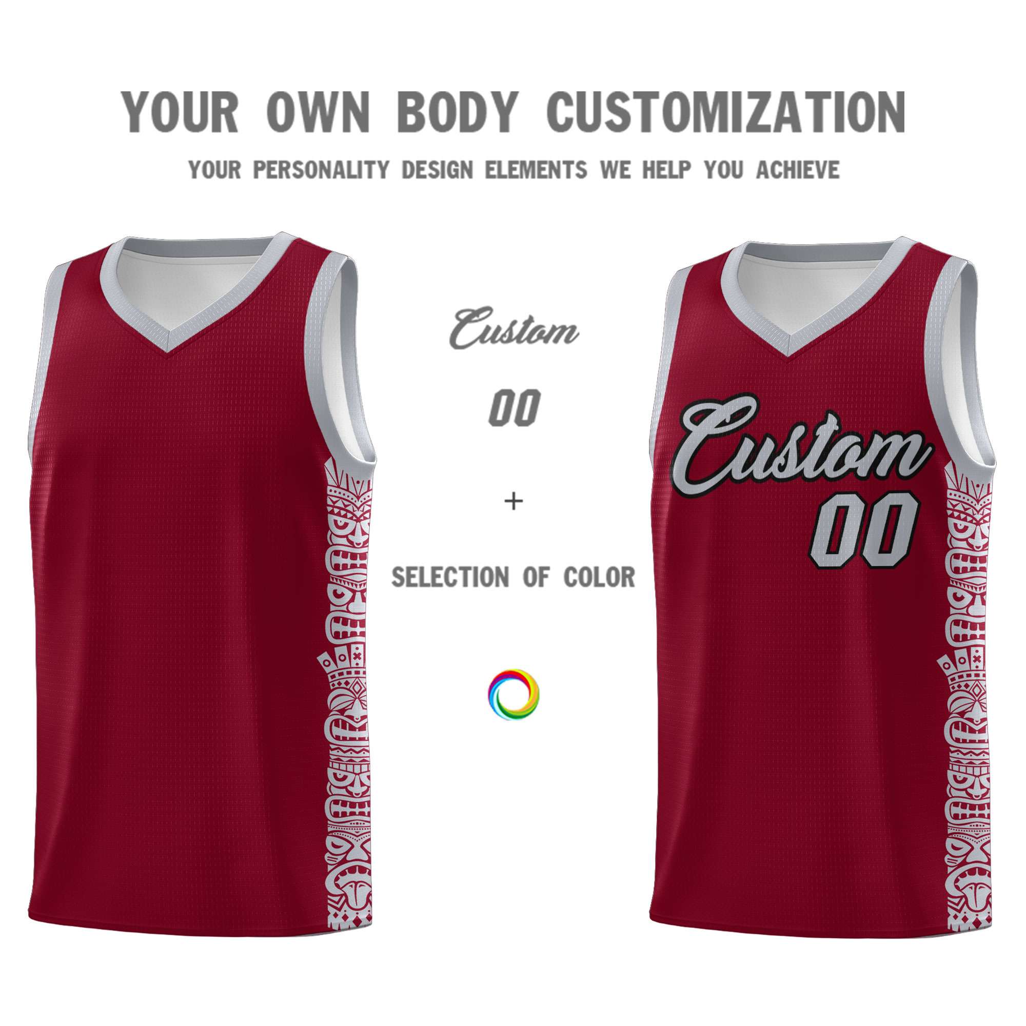 Custom Crimson Gray Personalized Indians Pattern Sets Sports Uniform Basketball Jersey