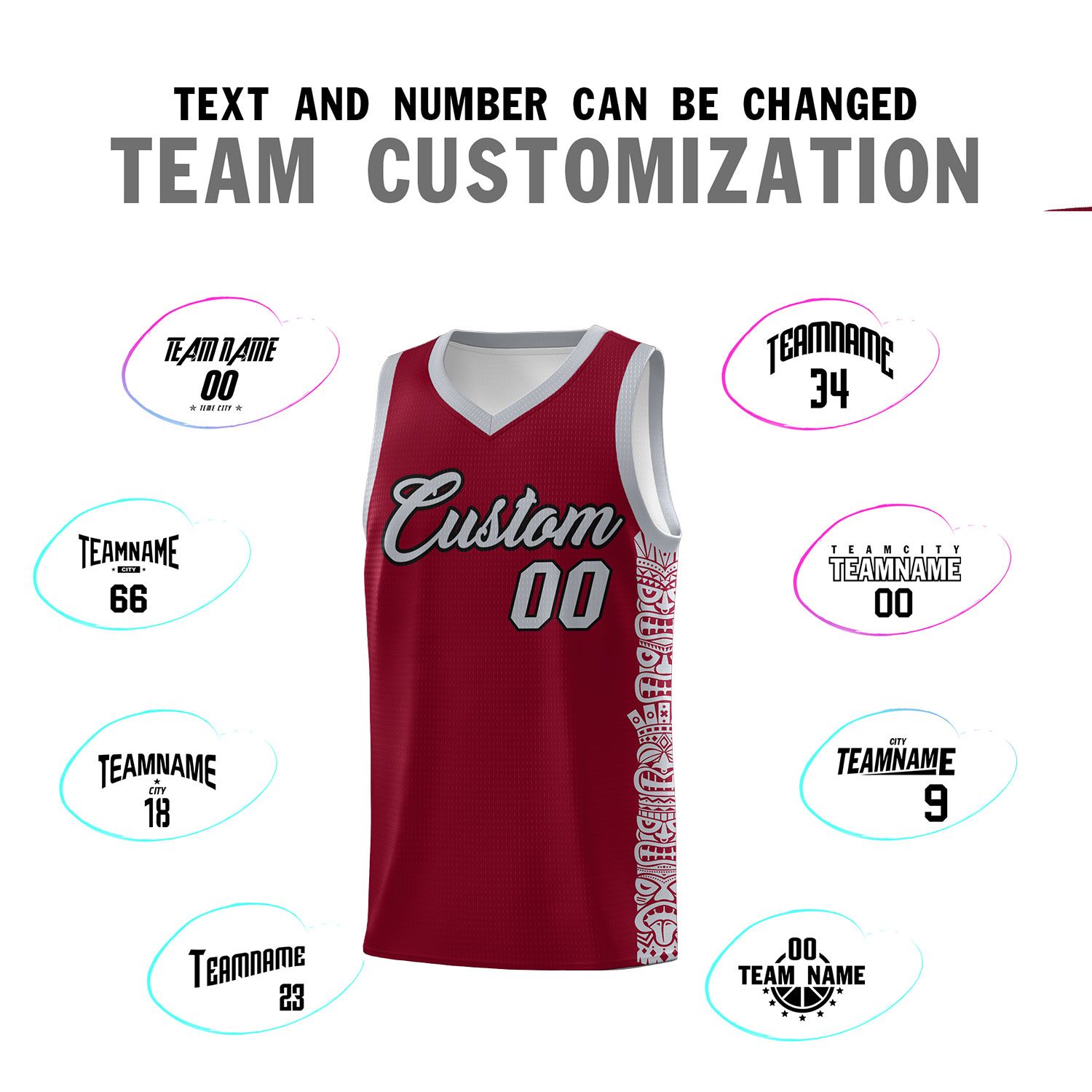 Custom Crimson Gray Personalized Indians Pattern Sets Sports Uniform Basketball Jersey