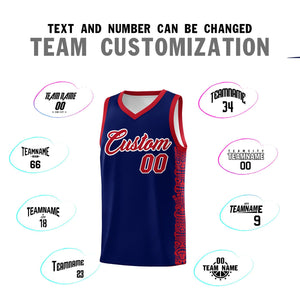 Custom Navy Red Personalized Indians Pattern Sets Sports Uniform Basketball Jersey