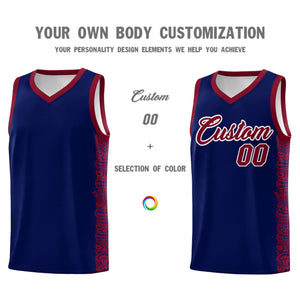 Custom Navy Crimson Personalized Indians Pattern Sets Sports Uniform Basketball Jersey