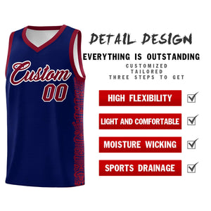 Custom Navy Crimson Personalized Indians Pattern Sets Sports Uniform Basketball Jersey