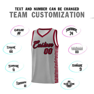 Custom Gray Crimson Personalized Indians Pattern Sets Sports Uniform Basketball Jersey