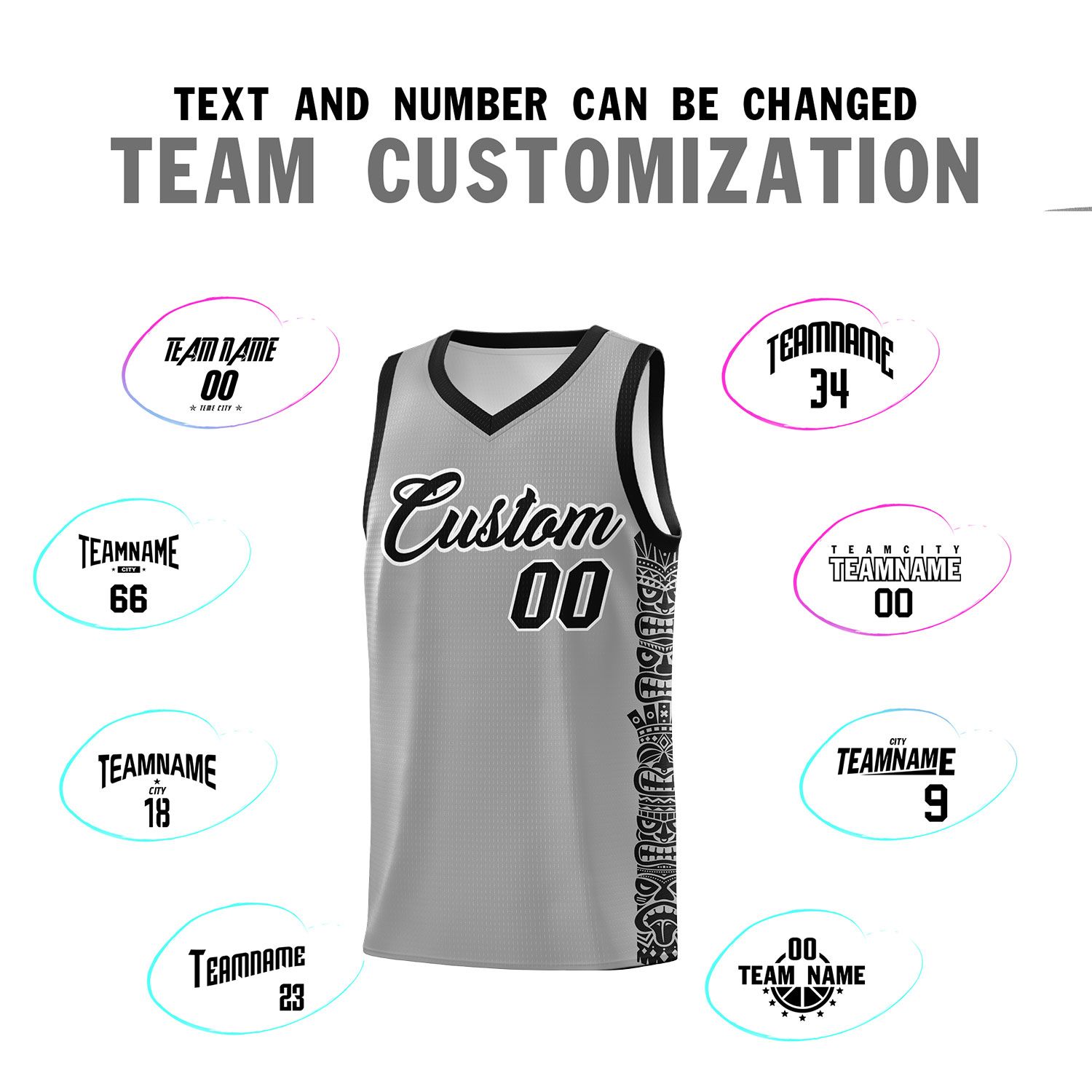 Custom Gray Black Personalized Indians Pattern Sets Sports Uniform Basketball Jersey