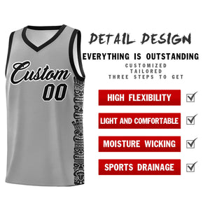 Custom Gray Black Personalized Indians Pattern Sets Sports Uniform Basketball Jersey