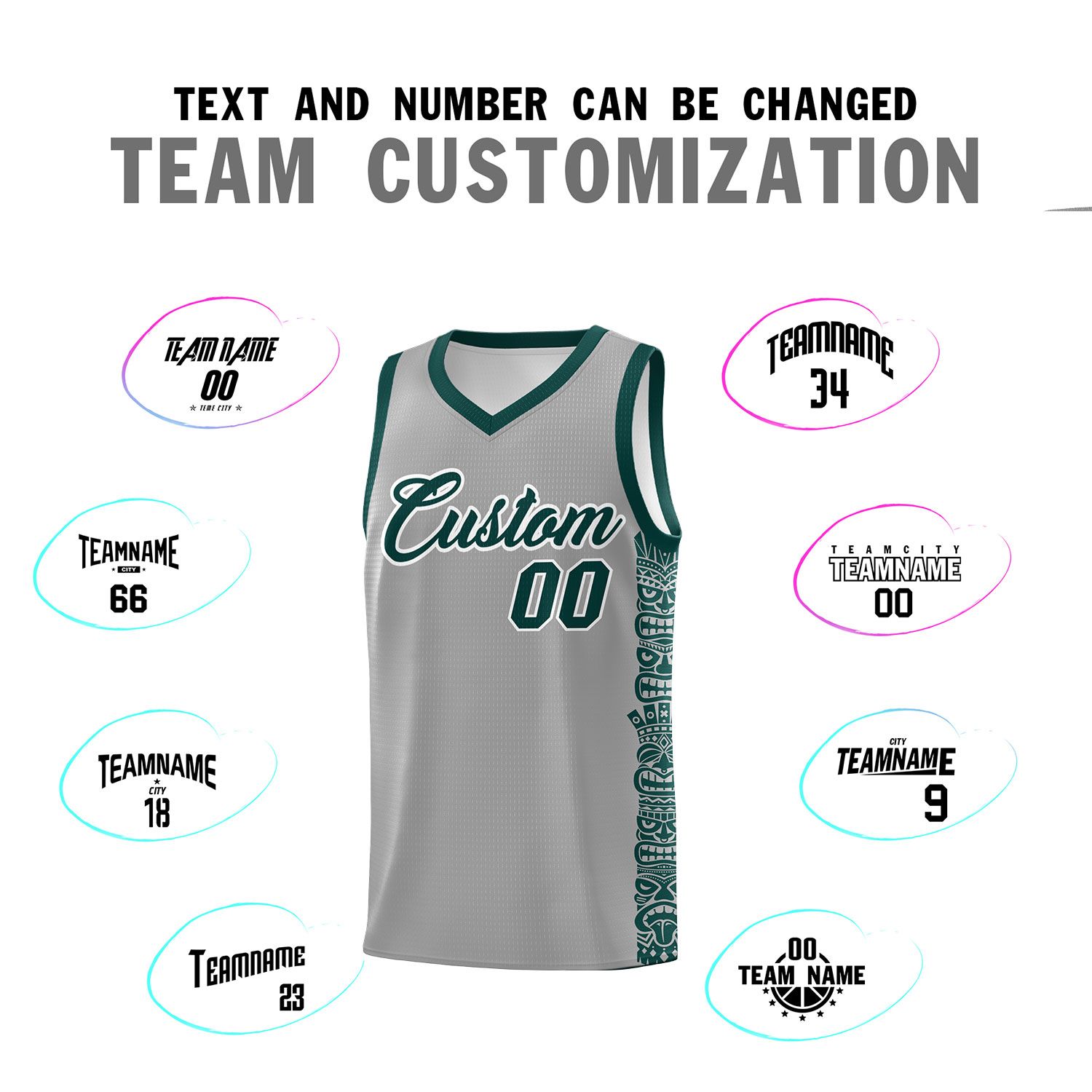 Custom Gray Midnight Green Personalized Indians Pattern Sets Sports Uniform Basketball Jersey