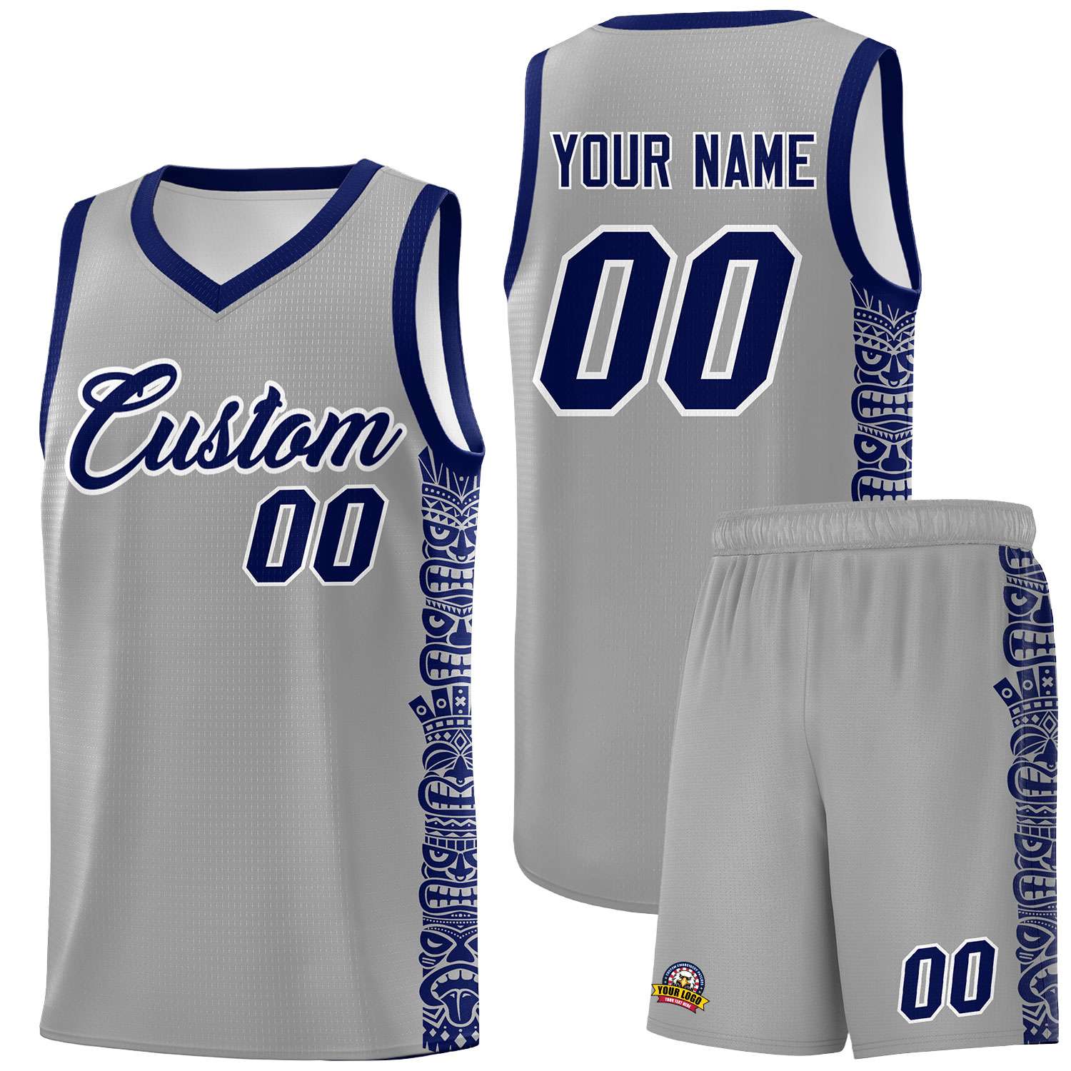 Custom Gray Royal Personalized Indians Pattern Sets Sports Uniform Basketball Jersey