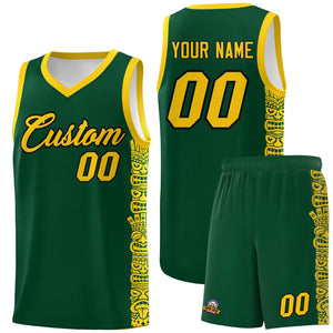 Custom Green Gold Personalized Indians Pattern Sets Sports Uniform Basketball Jersey