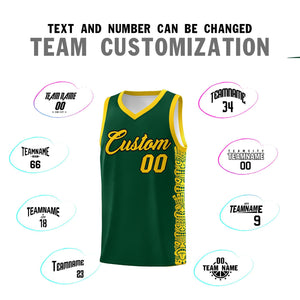 Custom Green Gold Personalized Indians Pattern Sets Sports Uniform Basketball Jersey