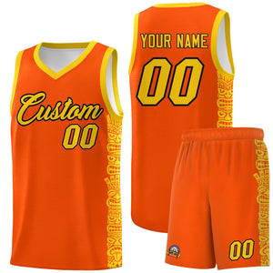 Custom Orange Gold Personalized Indians Pattern Sets Sports Uniform Basketball Jersey