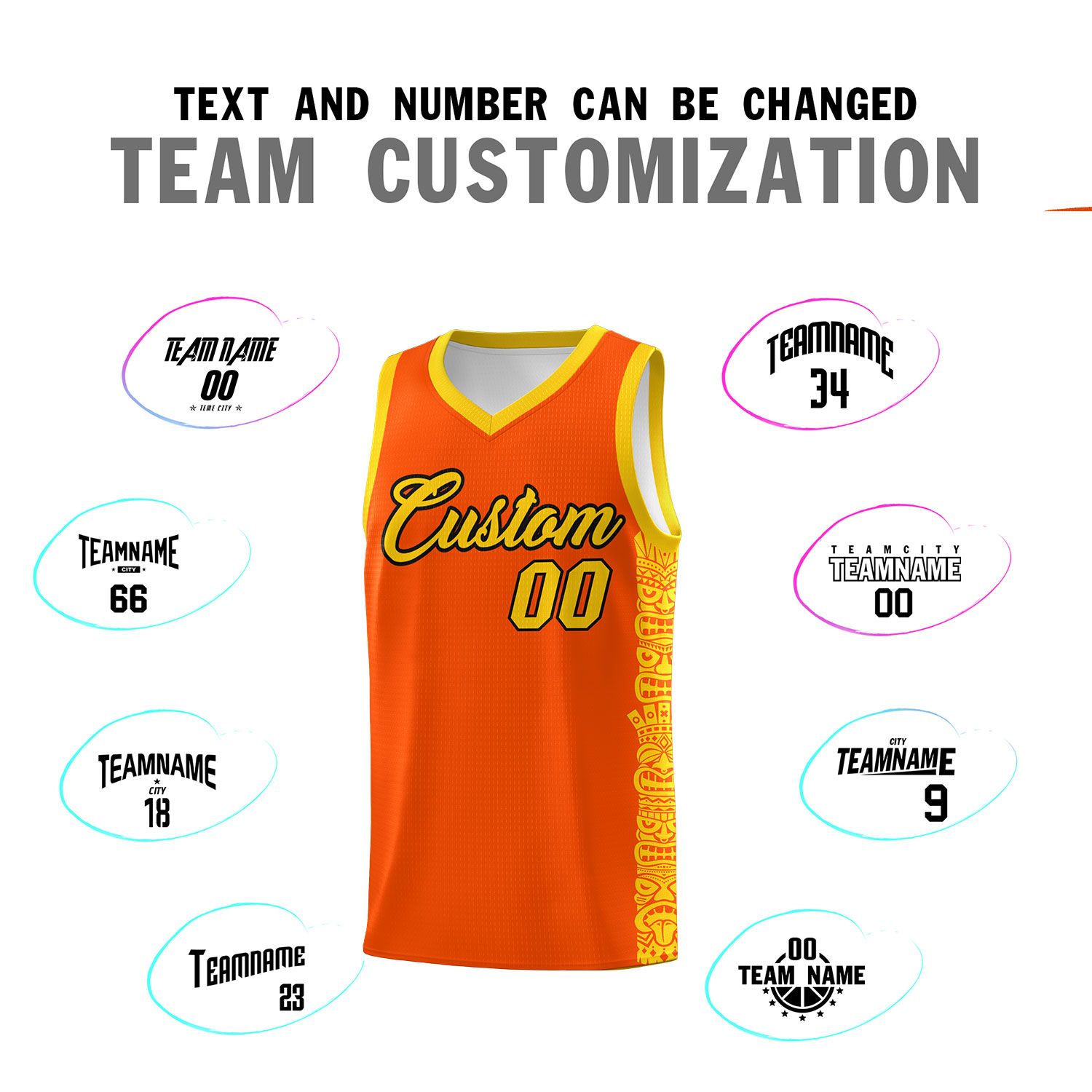 Custom Orange Gold Personalized Indians Pattern Sets Sports Uniform Basketball Jersey