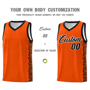 Custom Orange Black Personalized Indians Pattern Sets Sports Uniform Basketball Jersey