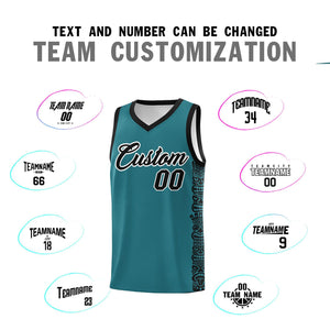 Custom Aqua Black Personalized Indians Pattern Sets Sports Uniform Basketball Jersey