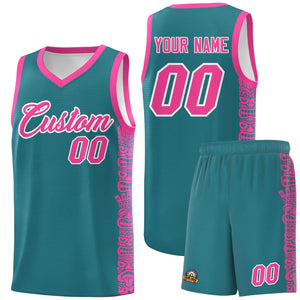 Custom Aqua Pink Personalized Indians Pattern Sets Sports Uniform Basketball Jersey