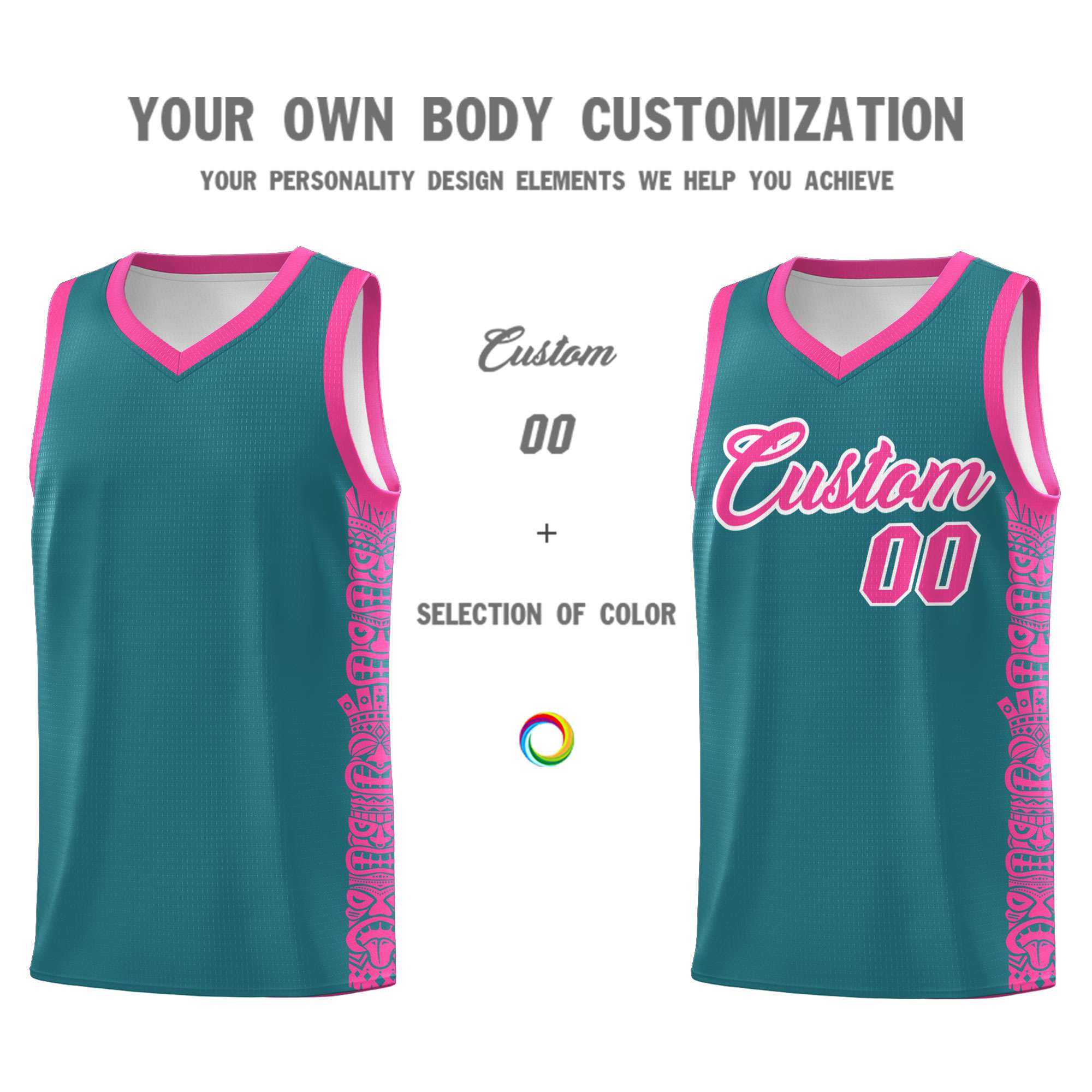 Custom Aqua Pink Personalized Indians Pattern Sets Sports Uniform Basketball Jersey