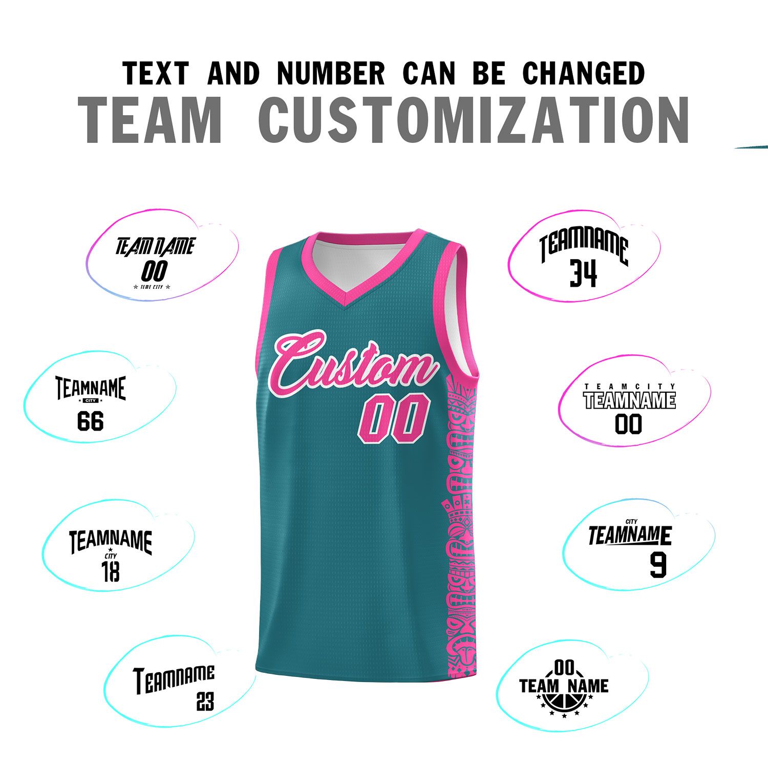 Custom Aqua Pink Personalized Indians Pattern Sets Sports Uniform Basketball Jersey