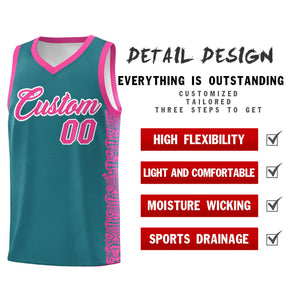 Custom Aqua Pink Personalized Indians Pattern Sets Sports Uniform Basketball Jersey