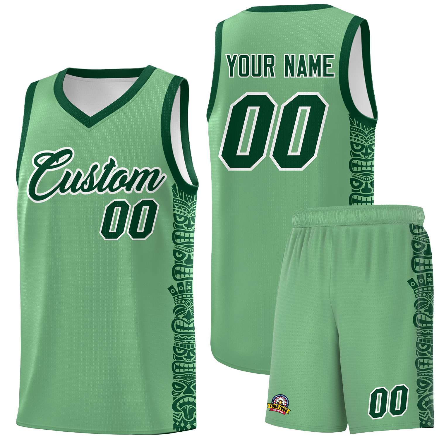 Custom Green Green Personalized Indians Pattern Sets Sports Uniform Basketball Jersey