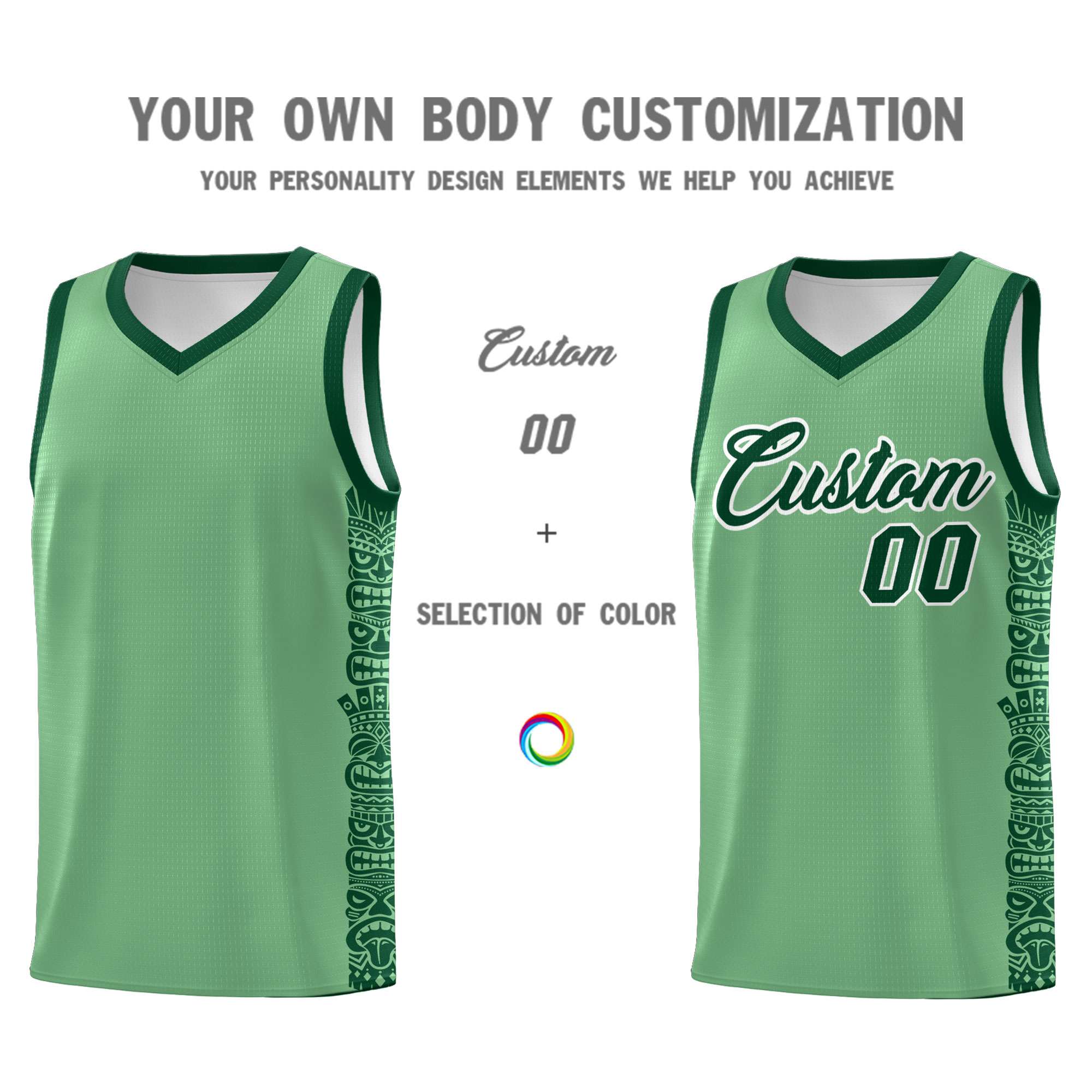 Custom Green Green Personalized Indians Pattern Sets Sports Uniform Basketball Jersey