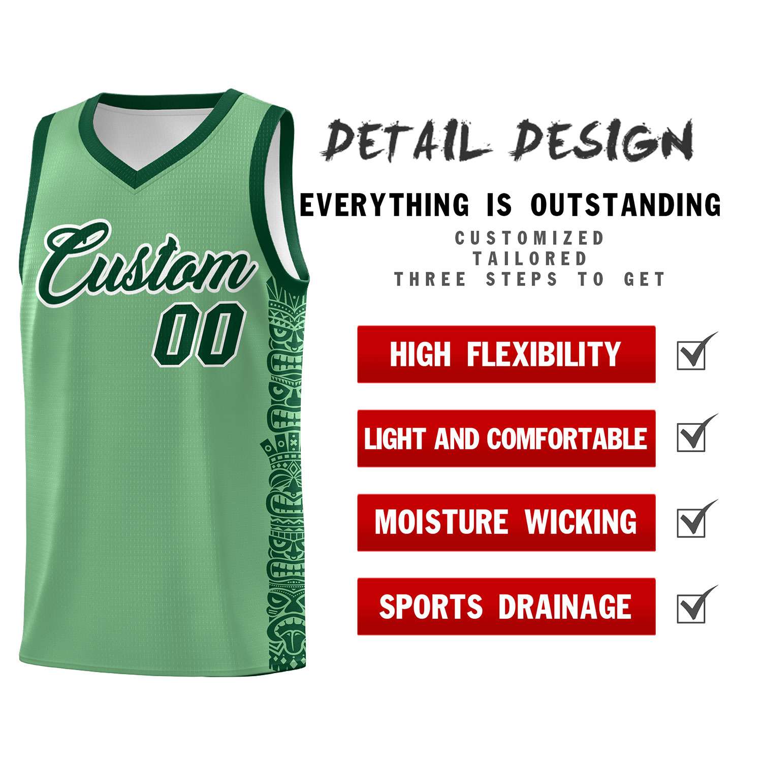 Custom Green Green Personalized Indians Pattern Sets Sports Uniform Basketball Jersey