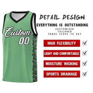 Custom Green Black Personalized Indians Pattern Sets Sports Uniform Basketball Jersey