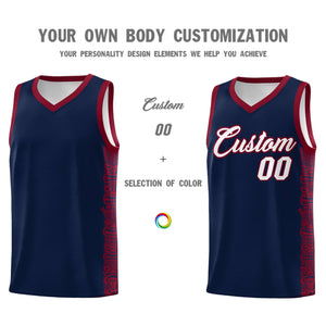 Custom Navy Crimson Personalized Indians Pattern Sets Sports Uniform Basketball Jersey