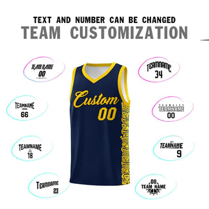 Custom Navy Gold Personalized Indians Pattern Sets Sports Uniform Basketball Jersey