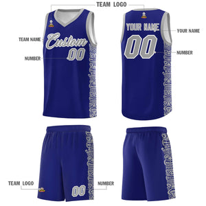 Custom Royal Gray Personalized Indians Pattern Sets Sports Uniform Basketball Jersey