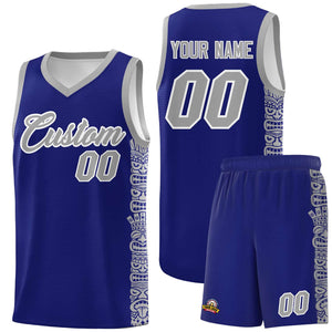 Custom Royal Gray Personalized Indians Pattern Sets Sports Uniform Basketball Jersey