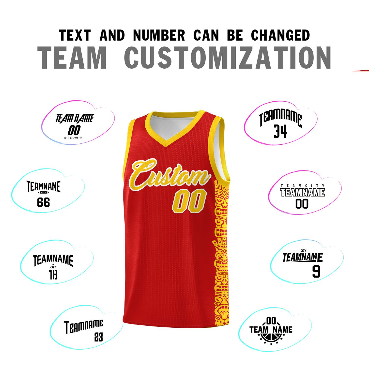 Custom Red Gold Personalized Indians Pattern Sets Sports Uniform Basketball Jersey