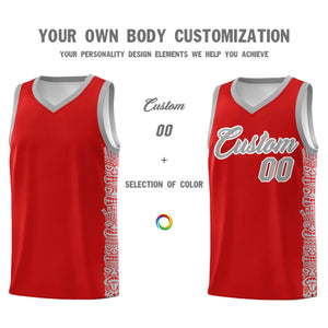 Custom Red Gray Personalized Indians Pattern Sets Sports Uniform Basketball Jersey