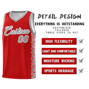 Custom Red Gray Personalized Indians Pattern Sets Sports Uniform Basketball Jersey