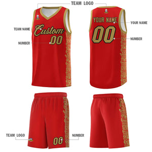 Custom Red Desert Yellow Personalized Indians Pattern Sets Sports Uniform Basketball Jersey