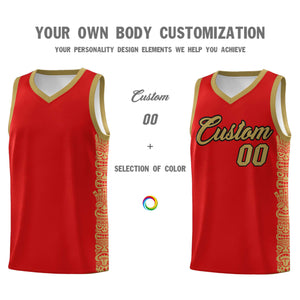 Custom Red Desert Yellow Personalized Indians Pattern Sets Sports Uniform Basketball Jersey